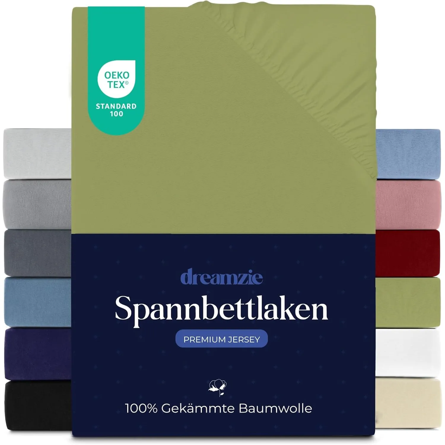 Dreamzie Premium Spannbettlaken 120x200 cm, Bettlaken 100% Jersey Baumwolle, Spannbetttuch für Dicke Matratzen bis zu 2…