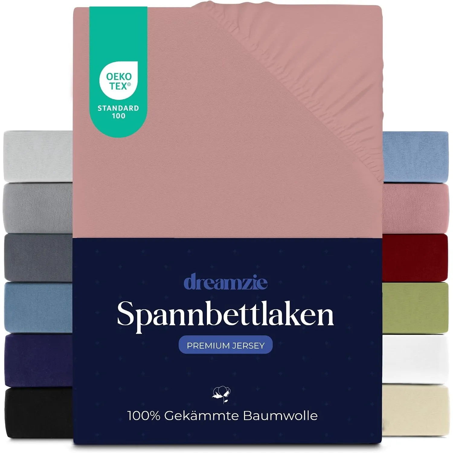 Dreamzie - Spannbettlaken - 100x200cm - 100% Gekämmte Baumwolle - Jersey | Rosa · Leintuch mit Rundumgummi · Spannbettt…