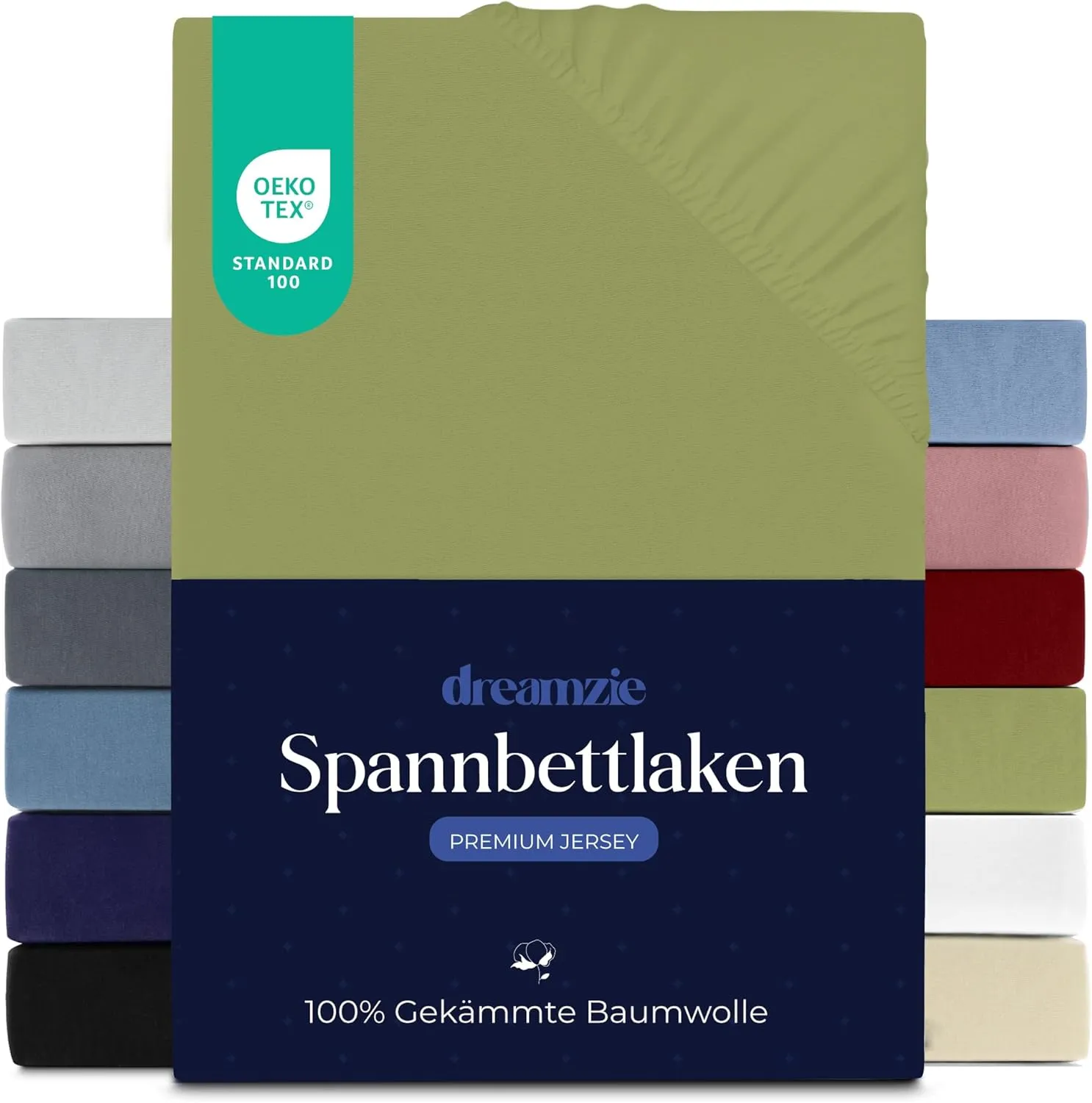 Dreamzie Premium Spannbettlaken 200x200 cm, Bettlaken 100% Jersey Baumwolle, Spannbetttuch für Dicke Matratzen bis zu 2…
