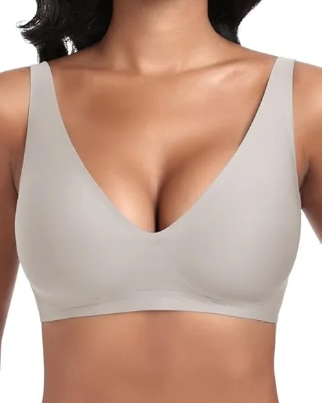 Jiuday Tiefer V Push Up BH ohne Bügel for Damen Bequemer BH für Große Brüste Starker Halt Seamless Soft Bra Bügelloser …