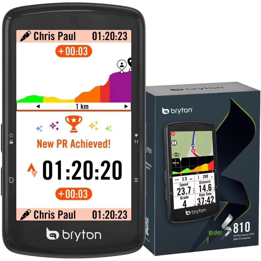 Bryton Rider S810 GPS-Fahrradcomputer mit 3,5" Farb-Touchscreen, 50 Stunden Akkulaufzeit, Offline-Europakarte, Navigati…