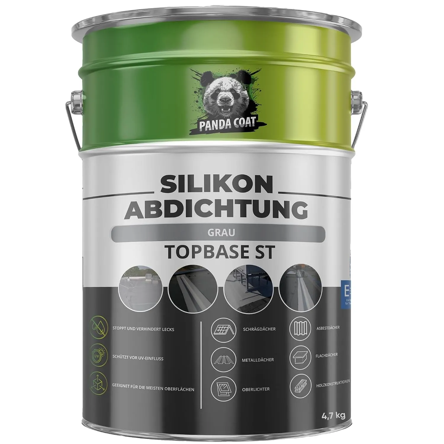 TopBase ST Grau (4,7kg) – Silikon Dichtmasse Wasserdicht – Für Dächer, Stehendes Wasser & Flächen – Extrem temperatur- …