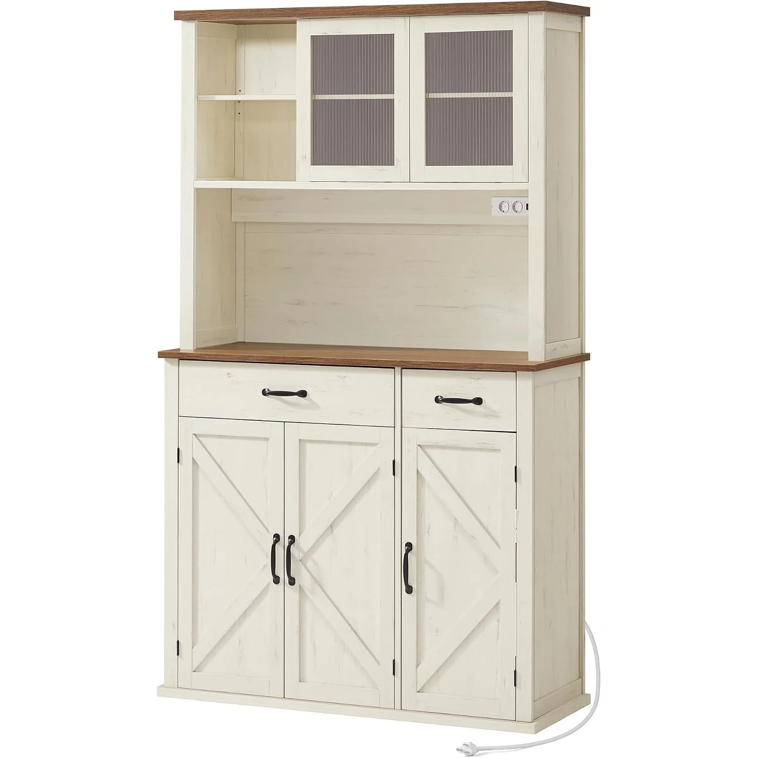 VASAGLE Sideboard mit Beleuchtung und Ladestation, Küchenschrank