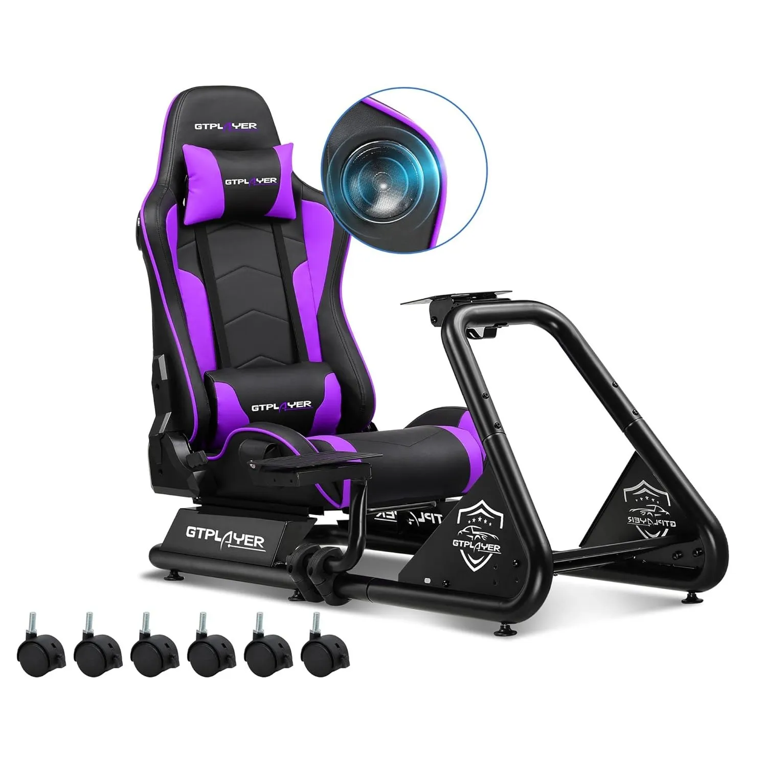 GTPLAYER Simulator Cockpit, SIM Racing Cockpit, rennsimulator lenkradständer mit Lautsprechern, Lenkrad und Pedalablage