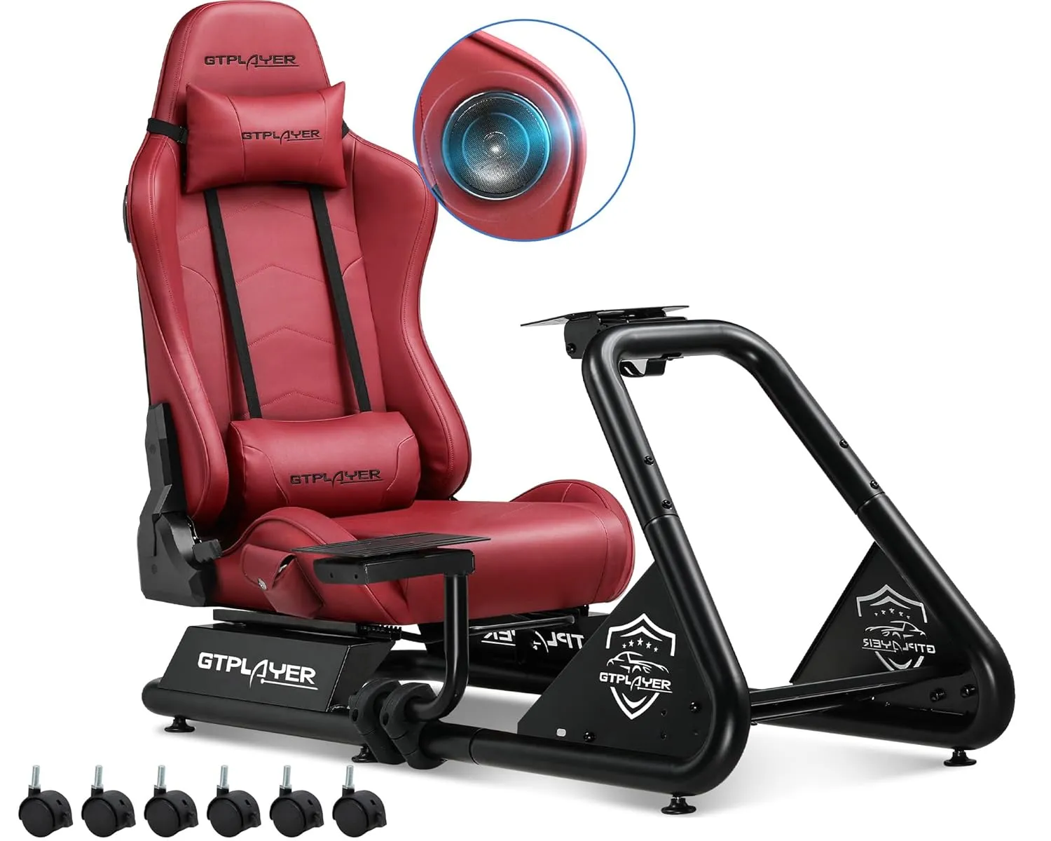 GTPLAYER Simulator Cockpit, SIM Racing Cockpit, rennsimulator lenkradständer mit Lautsprechern, Lenkrad und Pedalablage