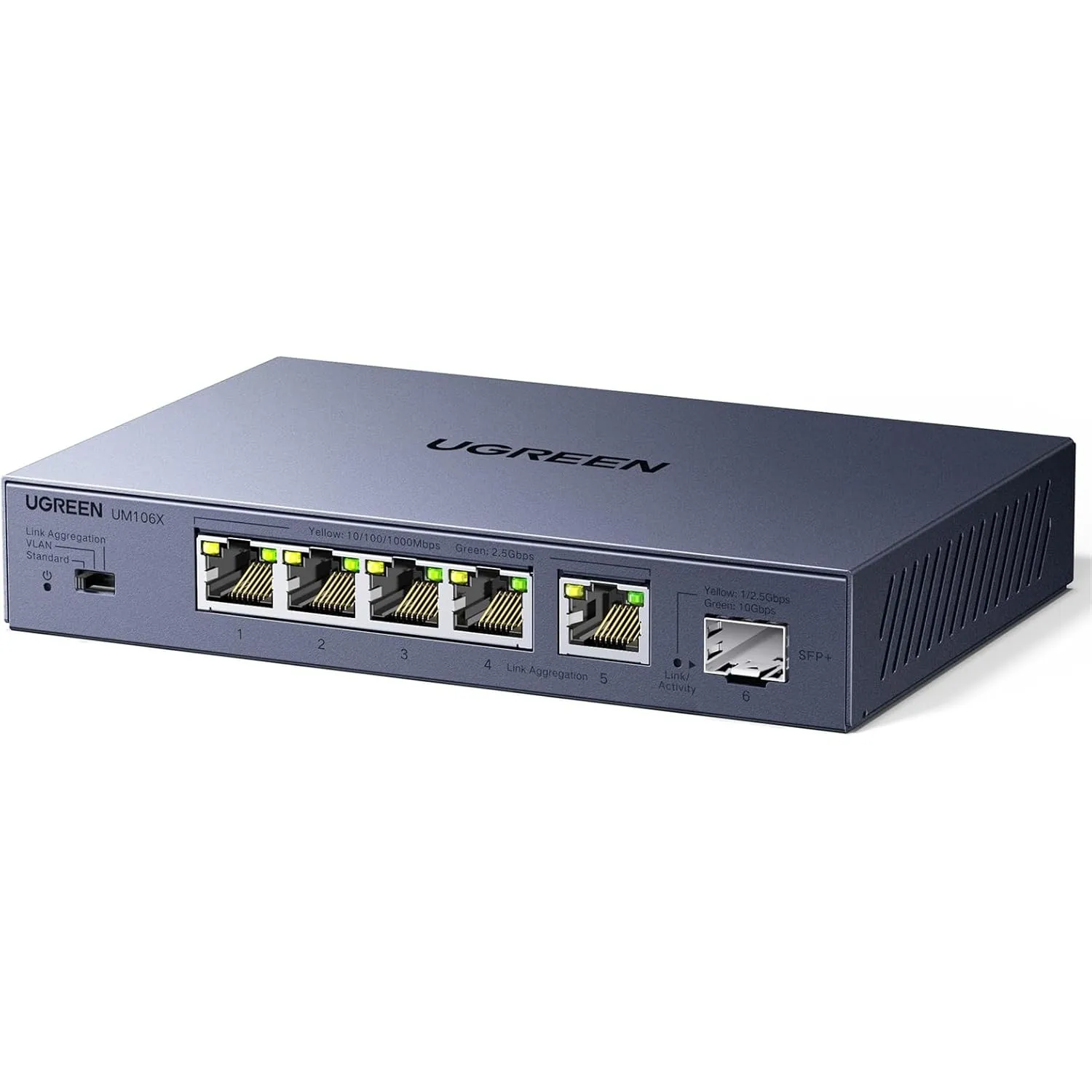 UGREEN 2.5G LAN Switch mit 5X 2.5G Ports+1X10G SFP+ (6 Port)