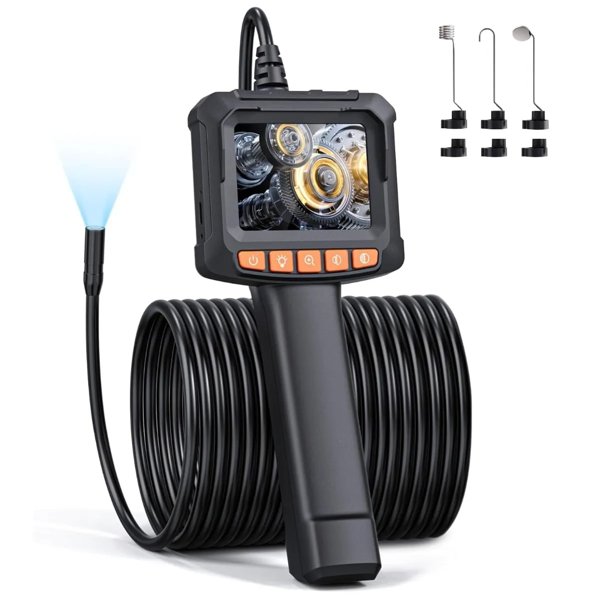 Endoskopkamera mit Licht 15M/50FT, QIMIC Endoskop IP67 HD Rohrkamera Kanalkamera mit 8 LEDs, 2.4" IPS Bildschirm Inspek…