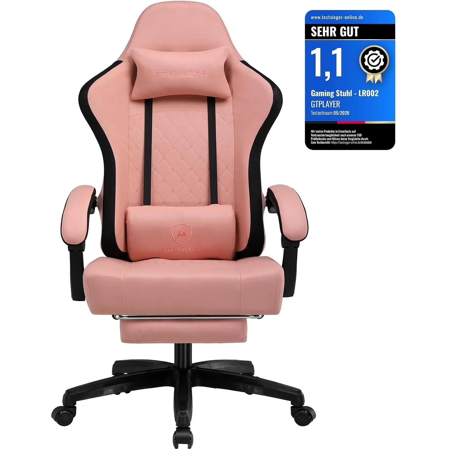 GTPLAYER Gaming Stuhl Ergonomischer Gaming Sessel Schreibtischstuhl mit Stoffoberfläche, Federsitzkissen, Verbindungsar…