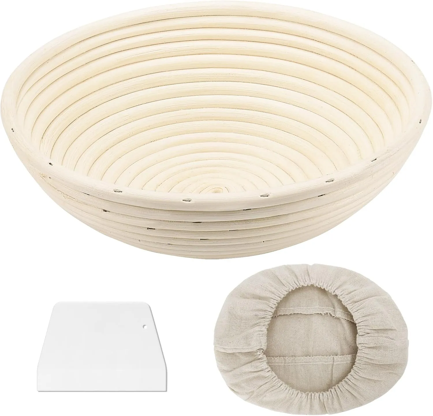 Gärkörbchen Rund, 23cm Gärkorb Set Aus Natürlichem Peddigrohr Proofing Basket Brotkörbchen Brotform mit 1 Leineneinsätz…