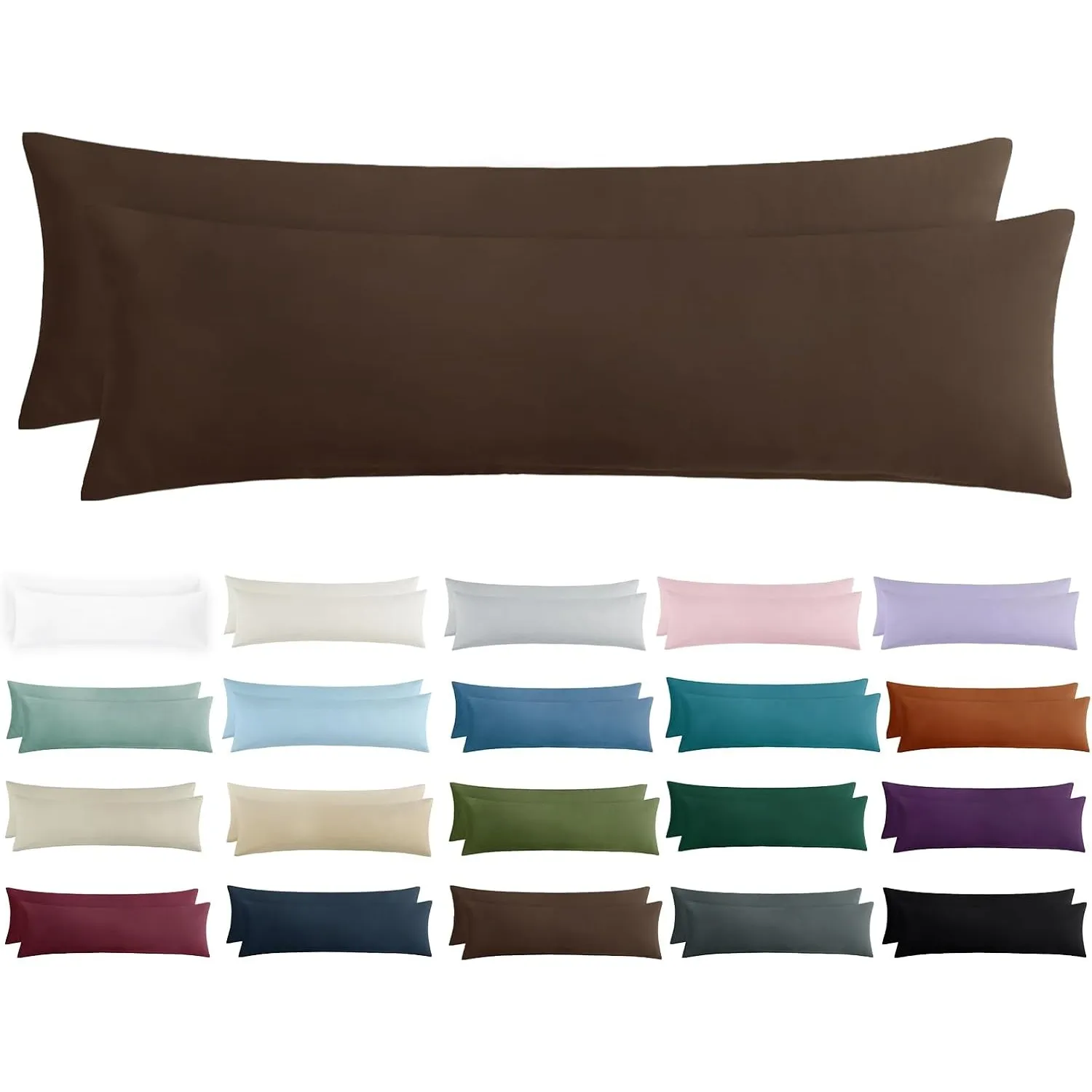 Seitenschläferkissen Bezug 40 x 145 - Kissenbezug 40x145 Seitenschläfer Kopfkissenbezug 2er Set Braun mit Reißverschlus…