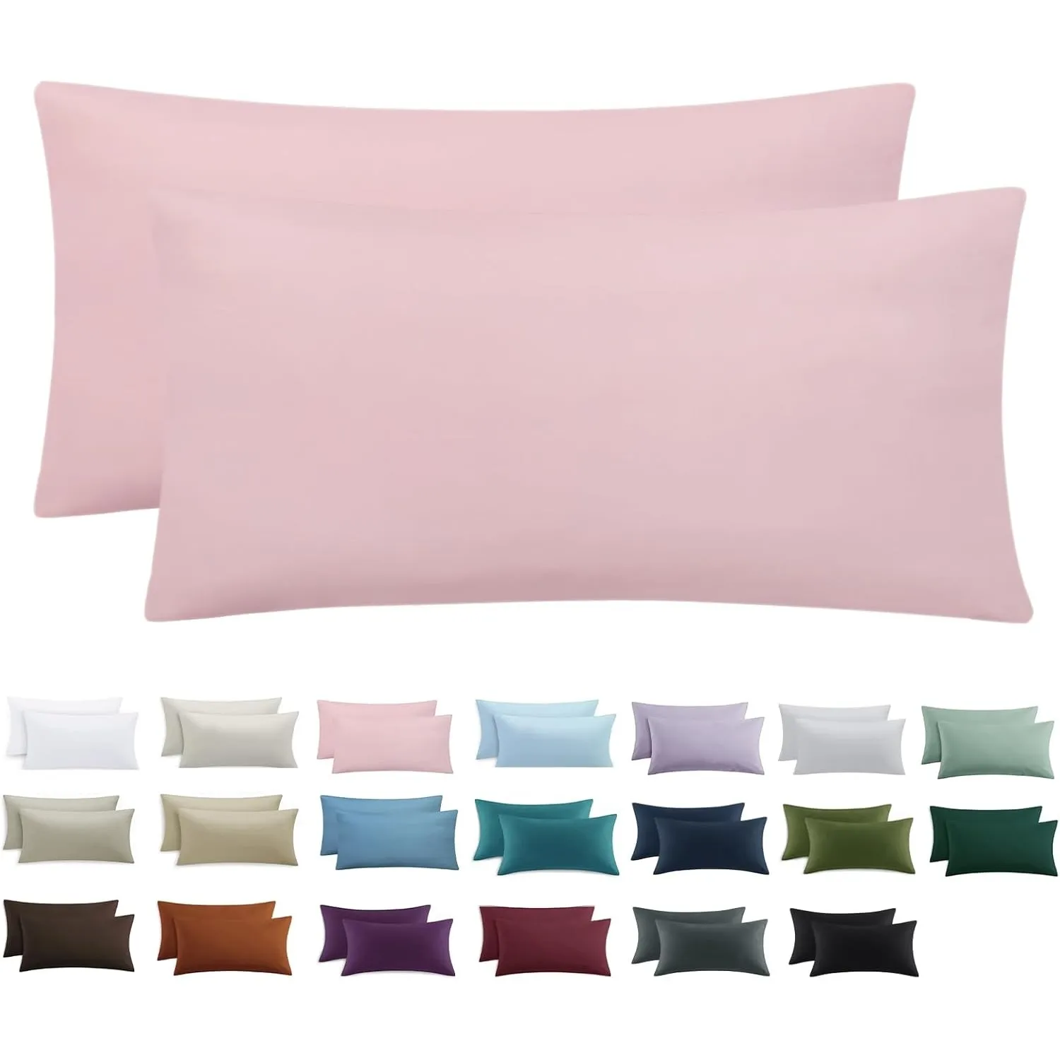 Kissenbezug 40 x 80 2er Set - Kopfkissenbezug 40x80 Rosa mit Reißverschluss aus Mikrofaser Weich, 40x80cm Pillow Case