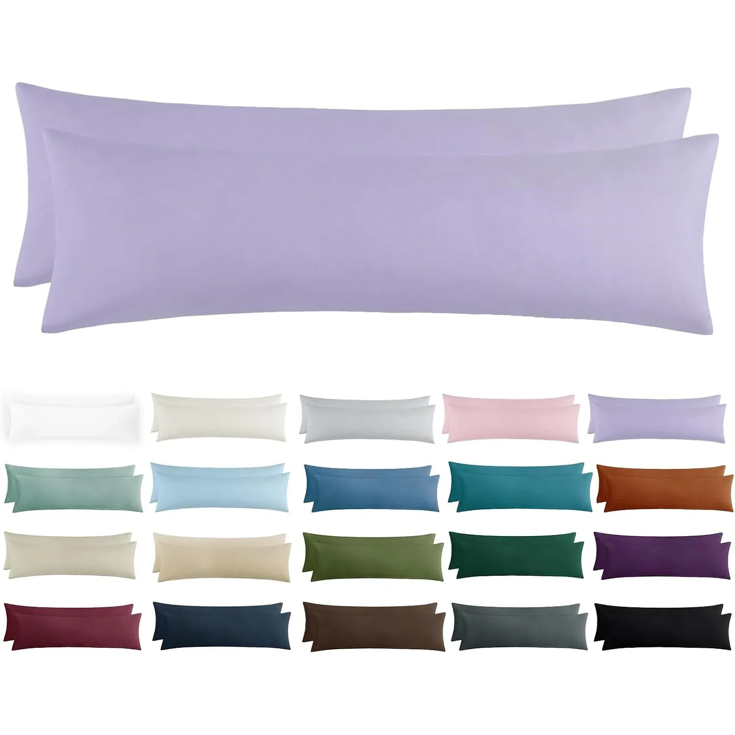 Seitenschläferkissen Bezug 40 x 145 - Kissenbezug 40x145 Seitenschläfer Kopfkissenbezug 2er Set Lavendel mit Reißversch…