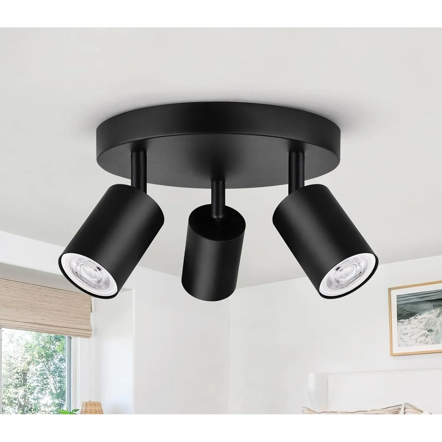 GeyouLux Deckenstrahler 3 Flammig Rund, LED Deckenleuchte Schwenkbar, GU10 Deckenlampe Strahler Deckenspot, Modern Spot…
