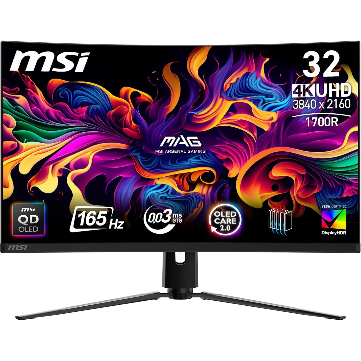 MSI MAG 321CUPDE QD-OLED 32 Zoll UHD Curved Gaming Monitor - 1700R, 3840 x 2160 Quantum Dot OLED Panel, 165Hz / 0,03ms,…