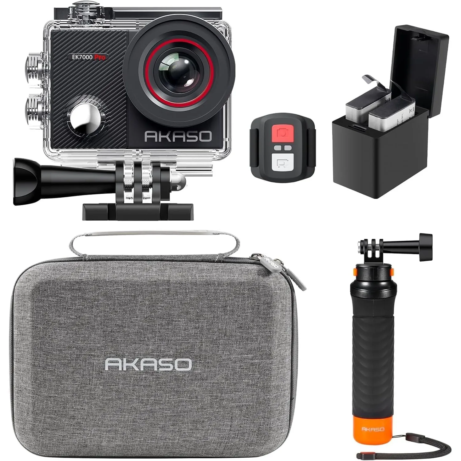 AKASO EK7000 Pro Action Cam 4K30FPS 20MP mit Schwimmender Handgriff Tasche