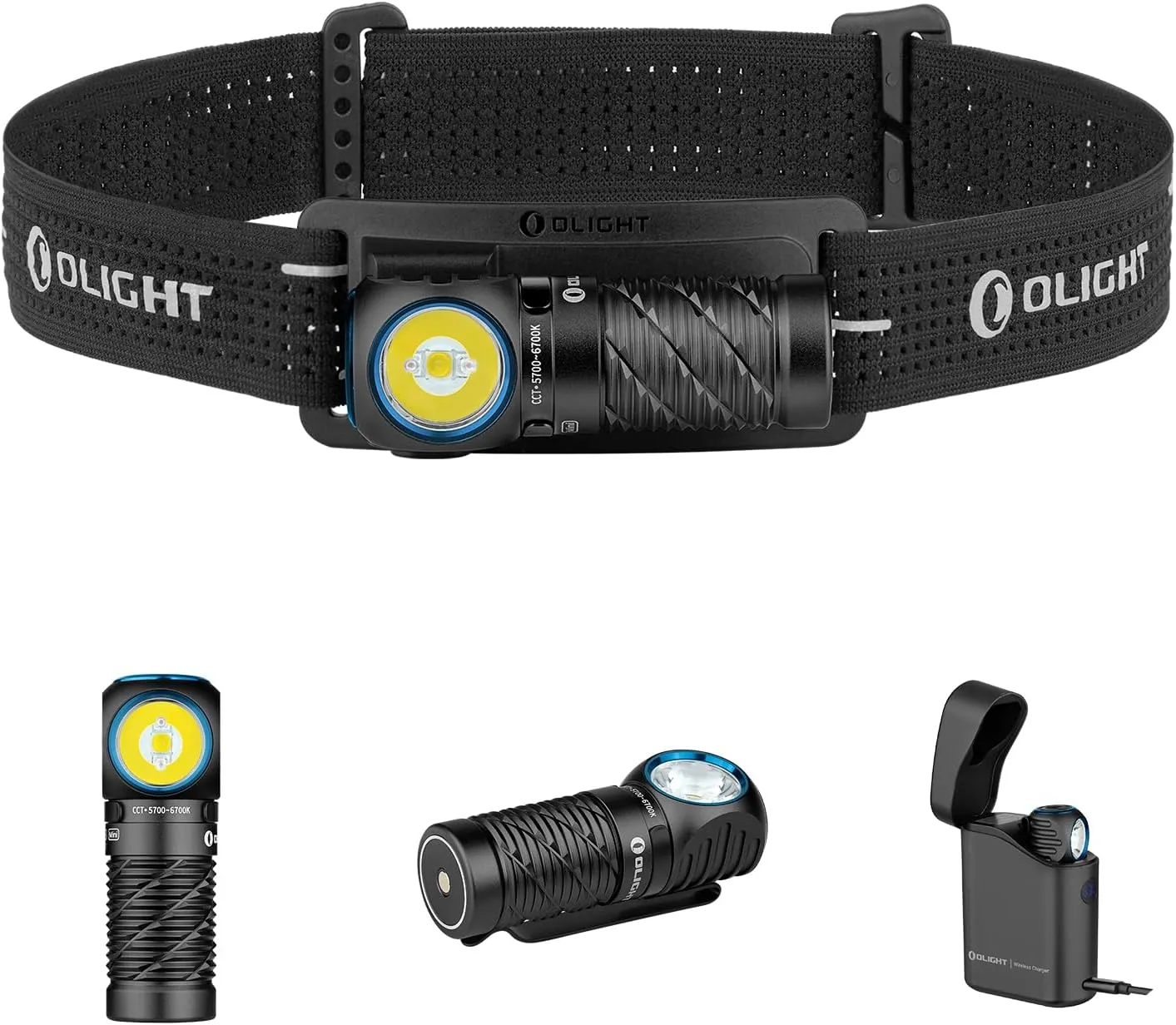OLIGHT Perun 3 Mini Kit LED Stirnlampe 1250 Lumen wiederaufladbare Kopflampe mit 5000 mAh Ladecase, 60 Tage Akkulaufzei…
