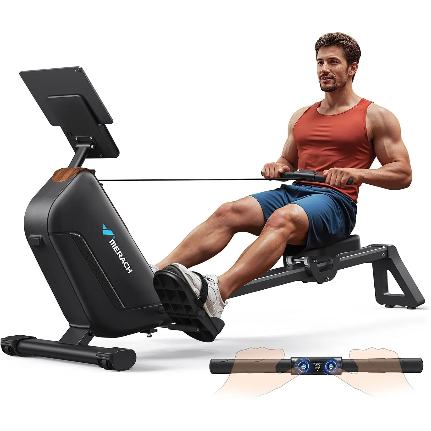 MERACH Magnetisches Rudergerät für Zuhause, 40 kg, 16 Stufen