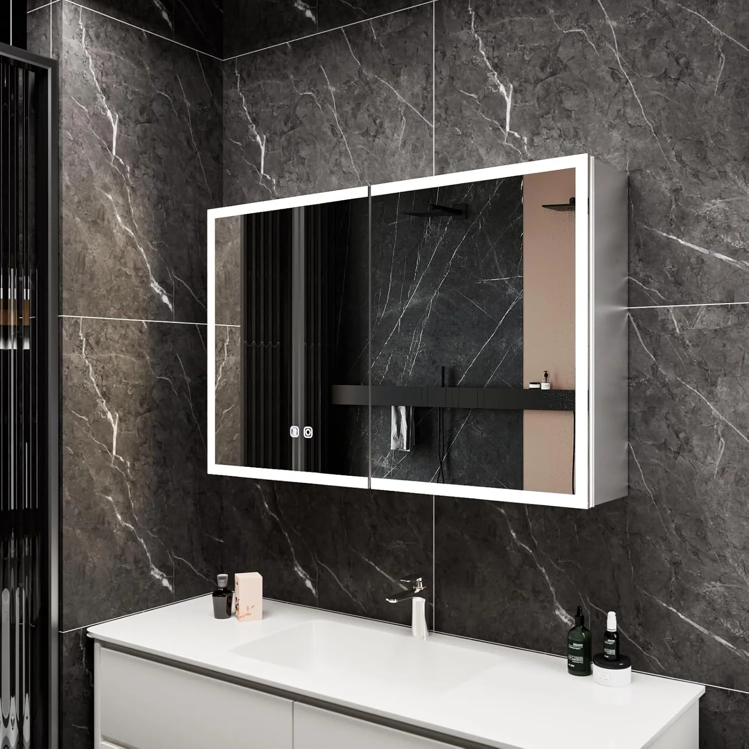 Spiegelschrank Bad mit Beleuchtung 80x60cm