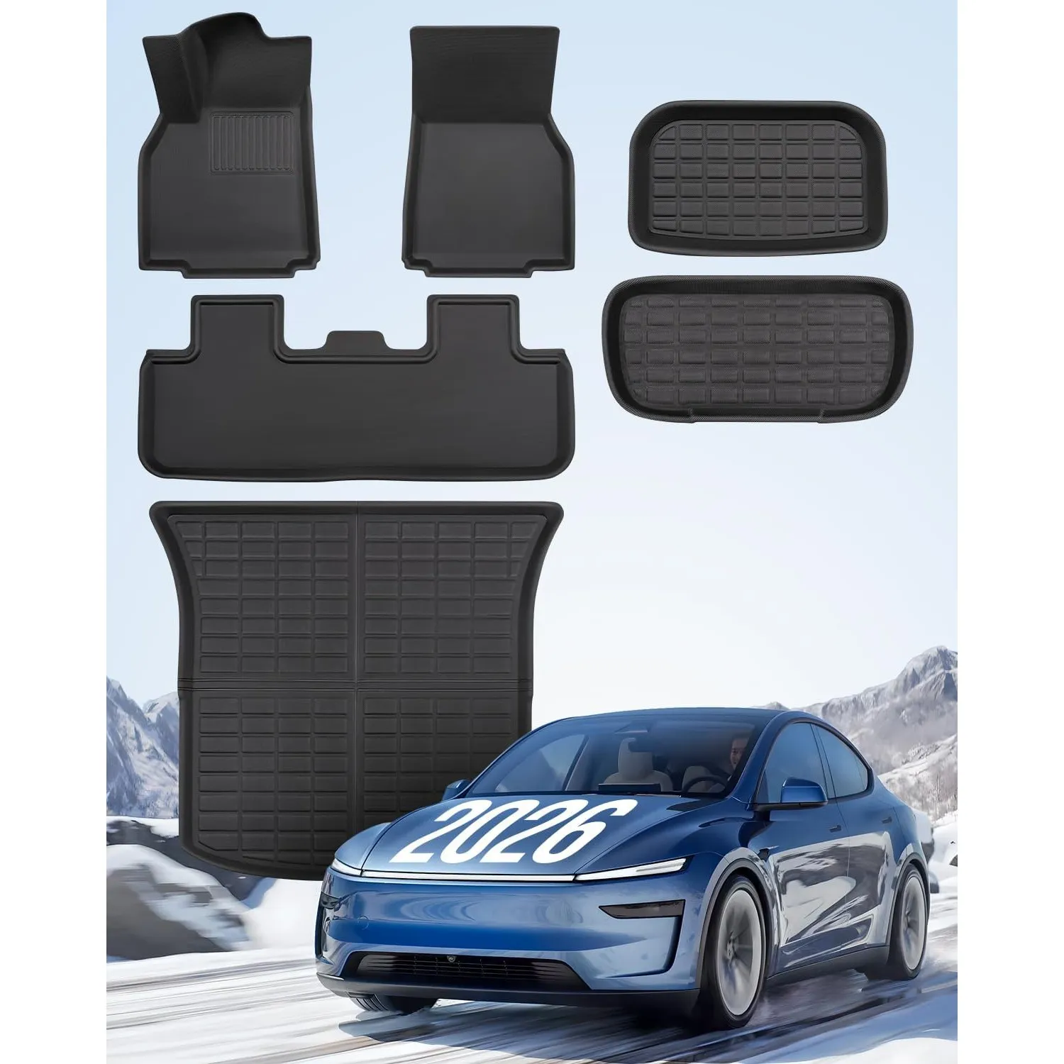 TAPTES Fußmatten für 2025 2026 Juniper Premium/Performance Allwetter-Fußmatten Zubehör für Model Y 2026 New Standard, A…