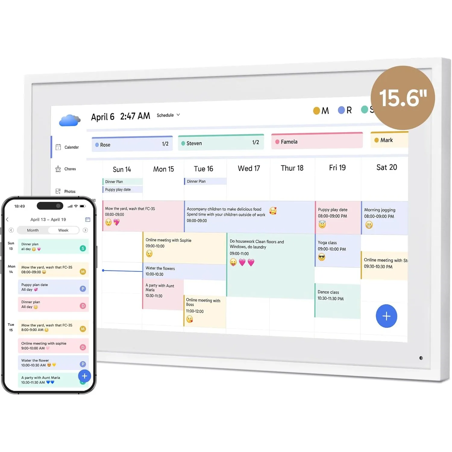 Dragon Touch 15.6 Zoll Digitaler Kalender Wand - 1920 * 1080 FHD Elektronischer Wandkalender Familienplaner mit 32GB Sp…