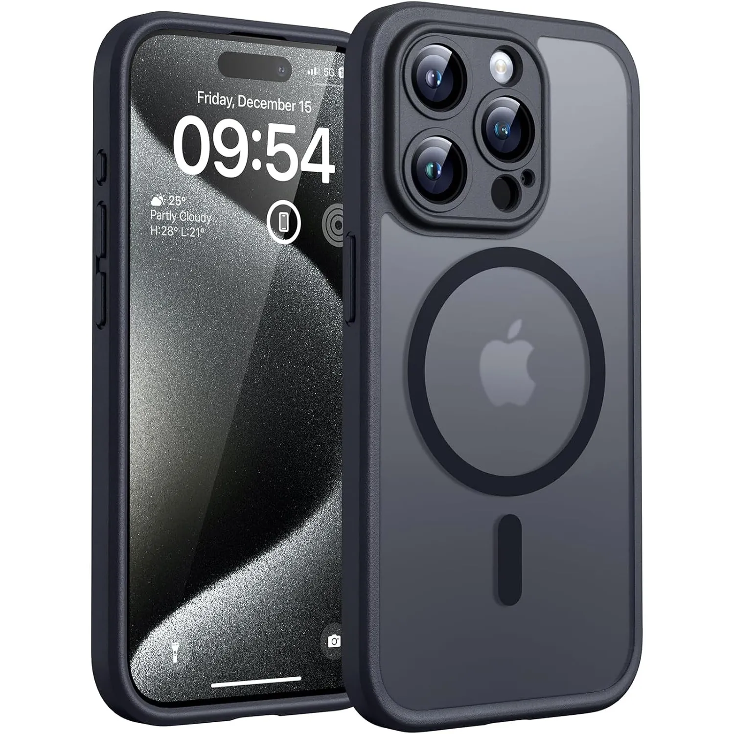 TOCOL für iPhone 15 Pro Hülle, Kompatibel mit MagSafe, Schwarz
