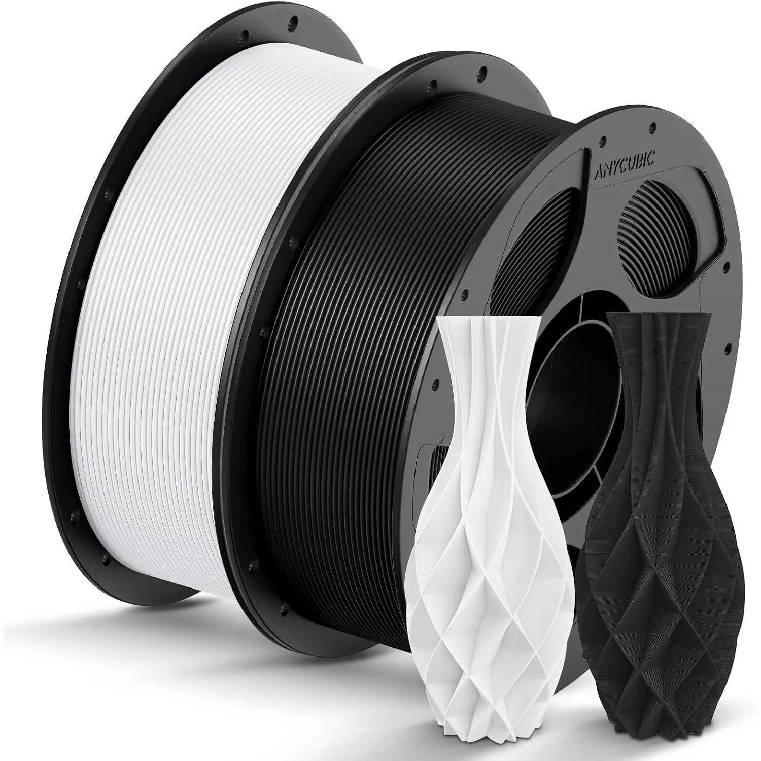 ANYCUBIC PLA Filament 1.75mm, Einfach zu drucken, 2KG Schwarz Weiß