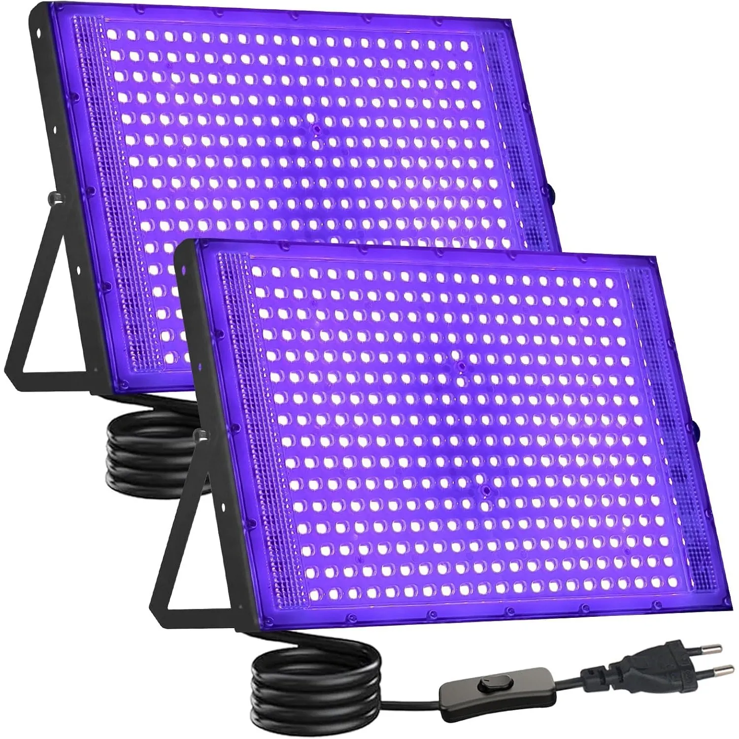 UV Schwarzlicht Strahler 300W 2 Stück, LED Schwarzlichtlampe UV Fluter mit Stecker, IP66 Wasserdicht Flutlicht für Disc…