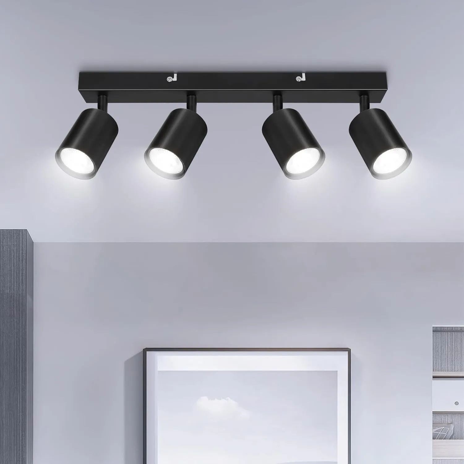 Ketom LED Deckenstrahler Schwarz, Deckenlampe 4 Flammig Schwenkbar, GU10 Küchenlampe Deckenleuchte Srahler, Modern Deck…
