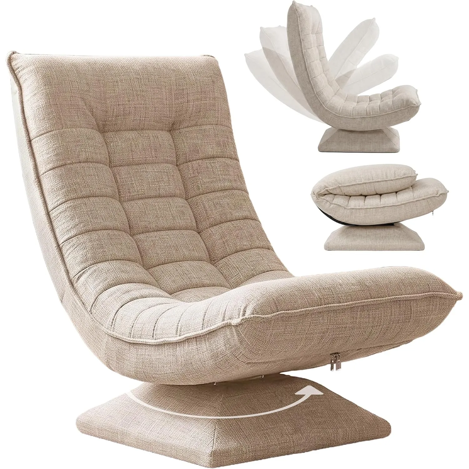 CASARIA Relaxsessel mit Verstellbarer Rückenlehne Creme
