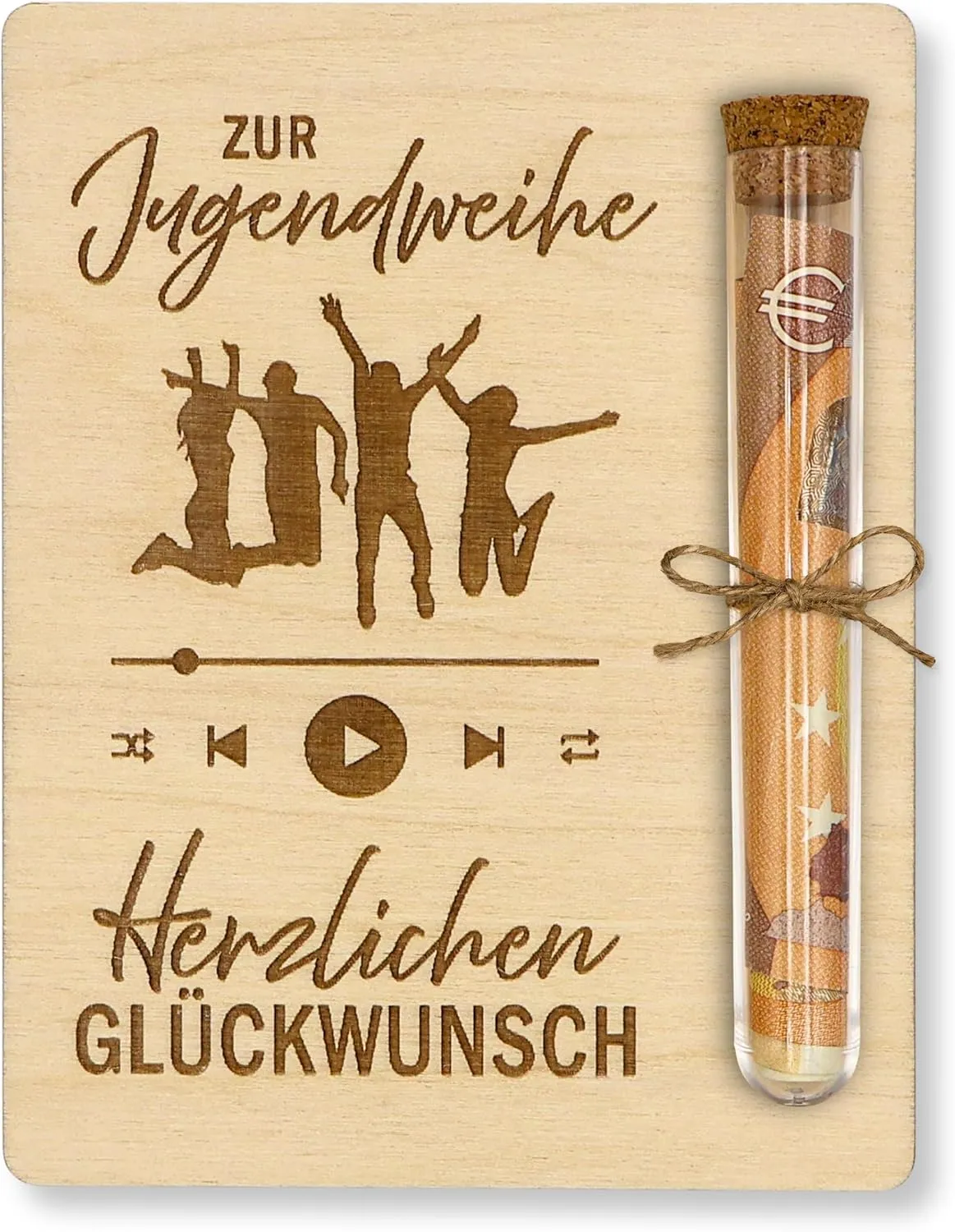 Verpackung für Geldgeschenke Jugendweihe - 13 x 10 cm - mit Reagenzglas - Geschenk für Jungen & Mädchen - Geldgeschenk …