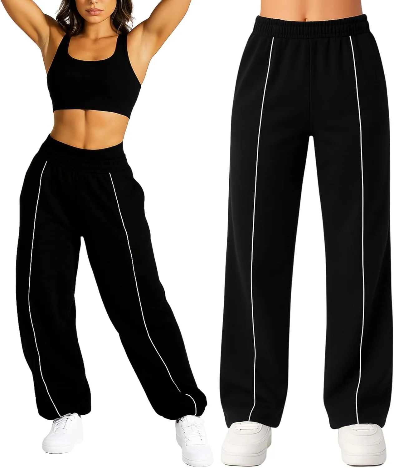 SMILODOX Jogginghose Damen Siara, Bequeme & stylische Freizeithose mit elastischem Bund und Seitentaschen, Trainingshos…
