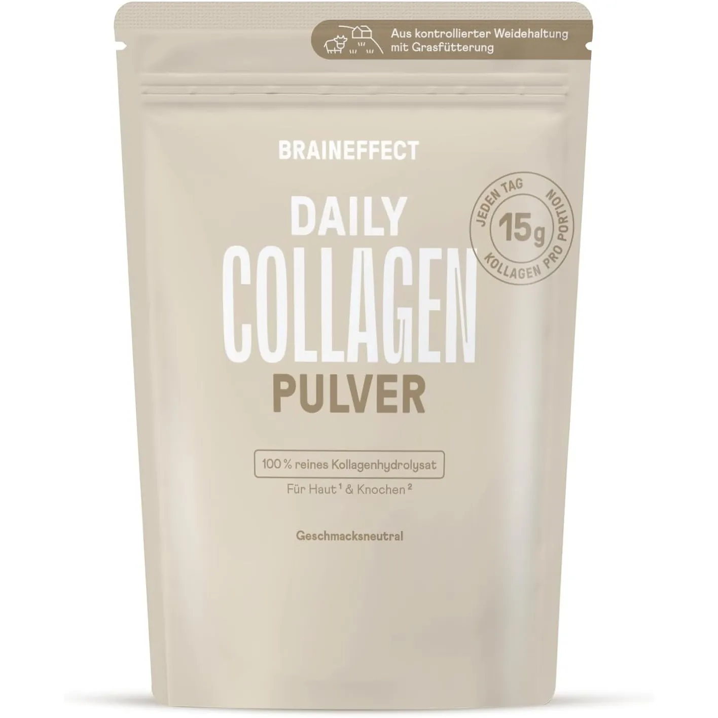 BRAINEFFECT Collagen Pulver – Peptide Typ 1 & 3, 450g