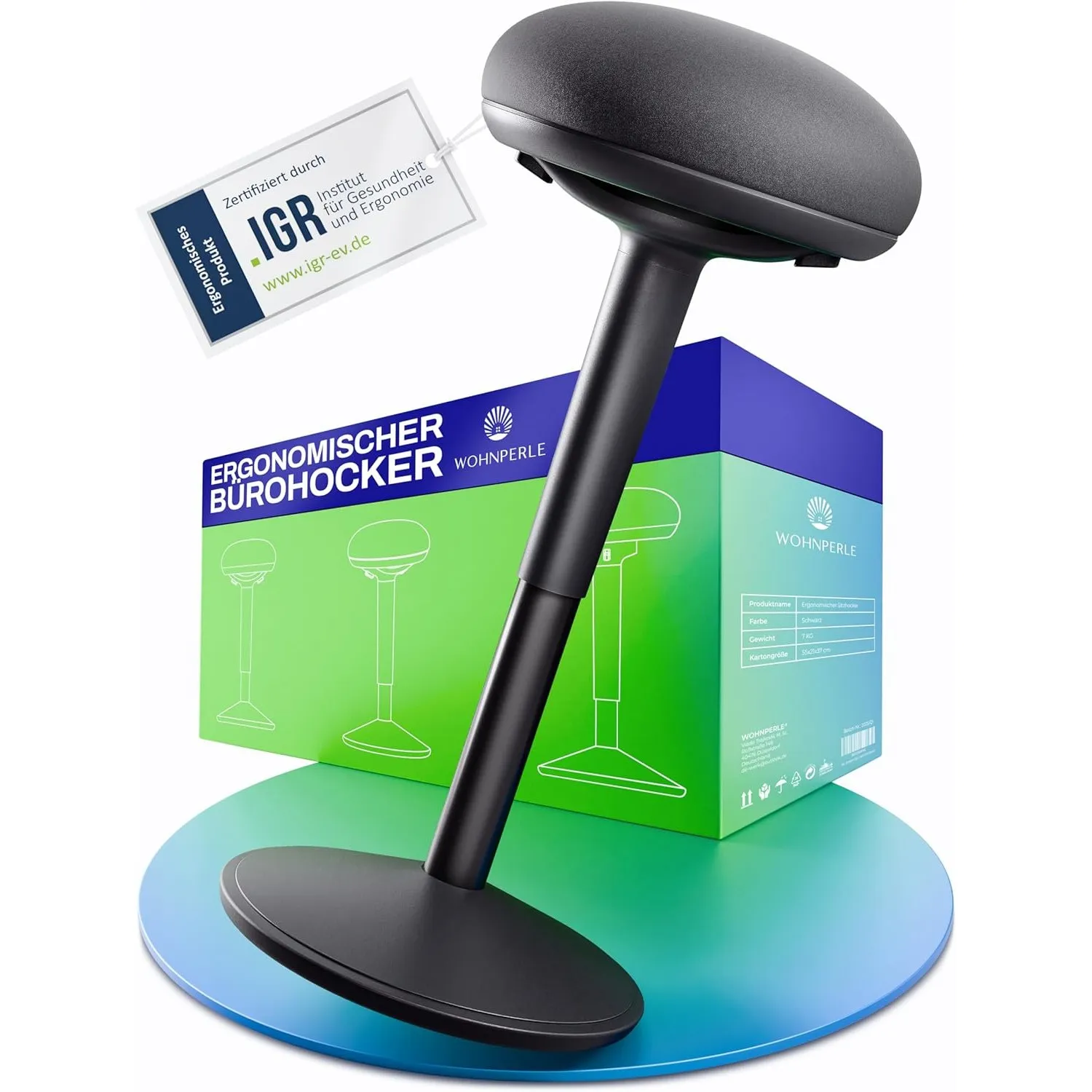 Bürohocker ergonomisch [Zertifiziert] 2in1 Sitzhocker & Stehhocker höhenverstellbar | Ergonomischer Hocker Schwarz für …