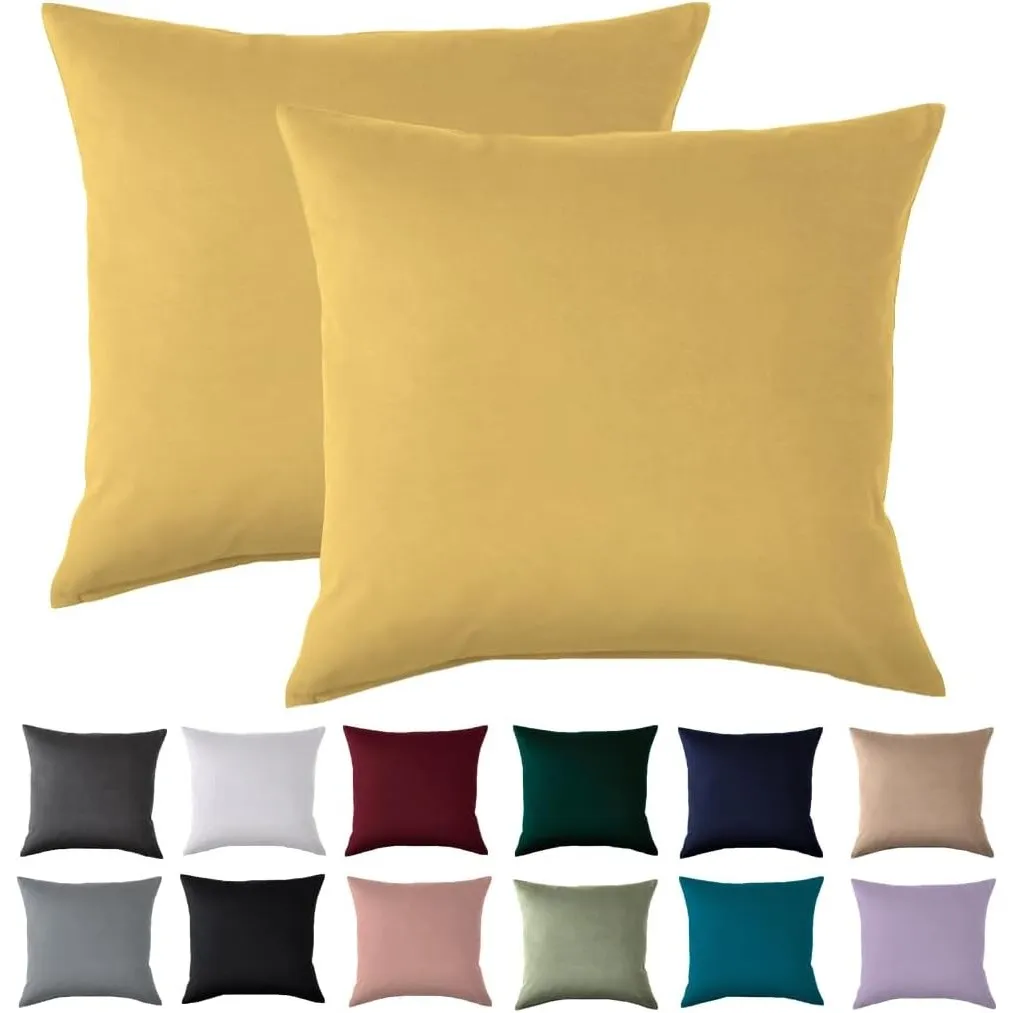 Kissenbezug 40x40 2er Set - Kopfkissenbezug 40 x 40 cm Gelb Für Kissen 100% Mikrofaser Kissenhülle Bügelfrei & Knitterf…