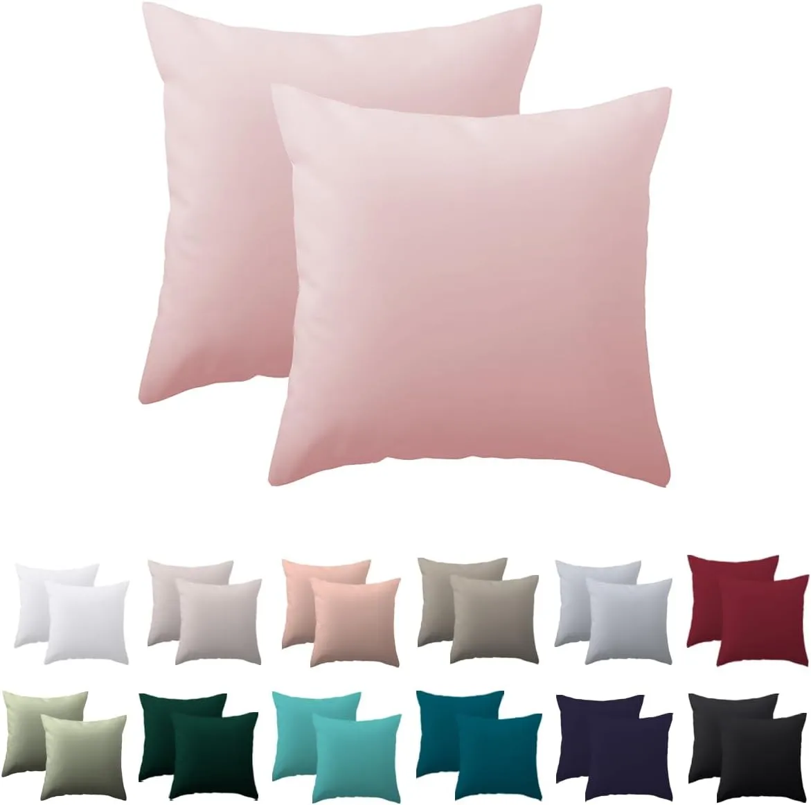 Cushion Cover 30 x 30 cm, Set of 2, Pillowcase 30 x 30 cm, Powder Pink, 100% Microfibre Cushion Covers with Zip, Soft a…
