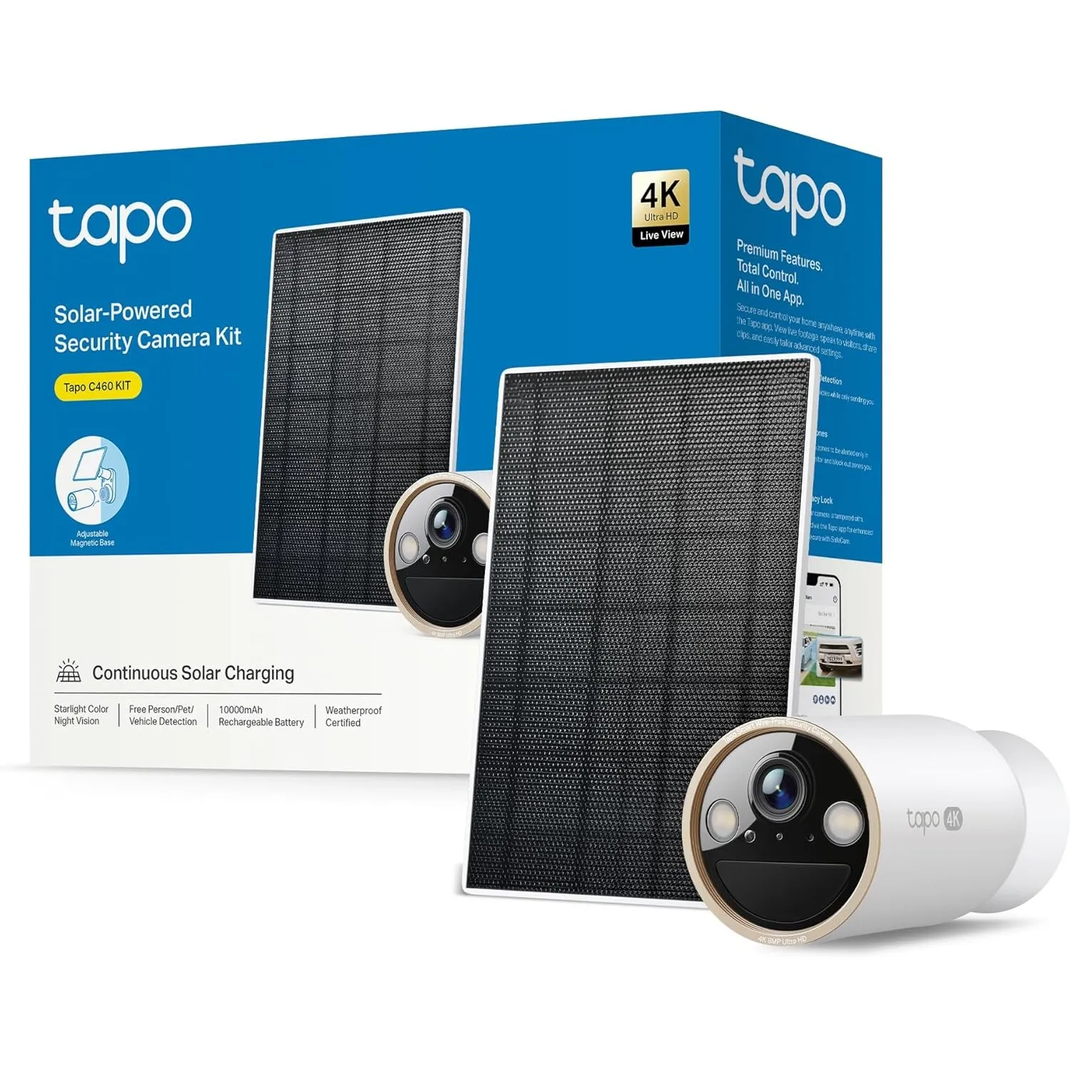 Tapo C460 KIT 4K 8MP Solar Überwachungskamera Aussen Akku, Starlight-Farb-Nachtsicht, Dual-Band WLAN, Magnetfuß, Versch…