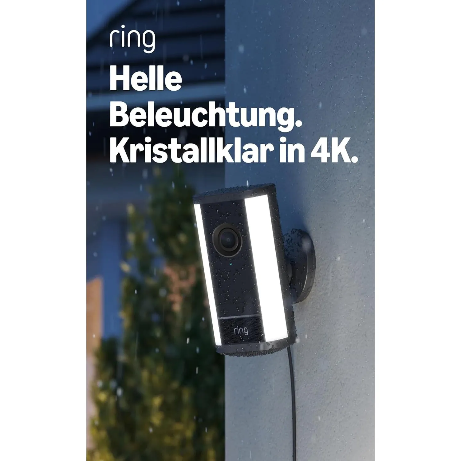 Ring Spotlight Kamera Pro (Spotlight Cam Pro, neueste Generation) mit Netzteil, Außenkamera, Retinal 4K, optimierter 10…