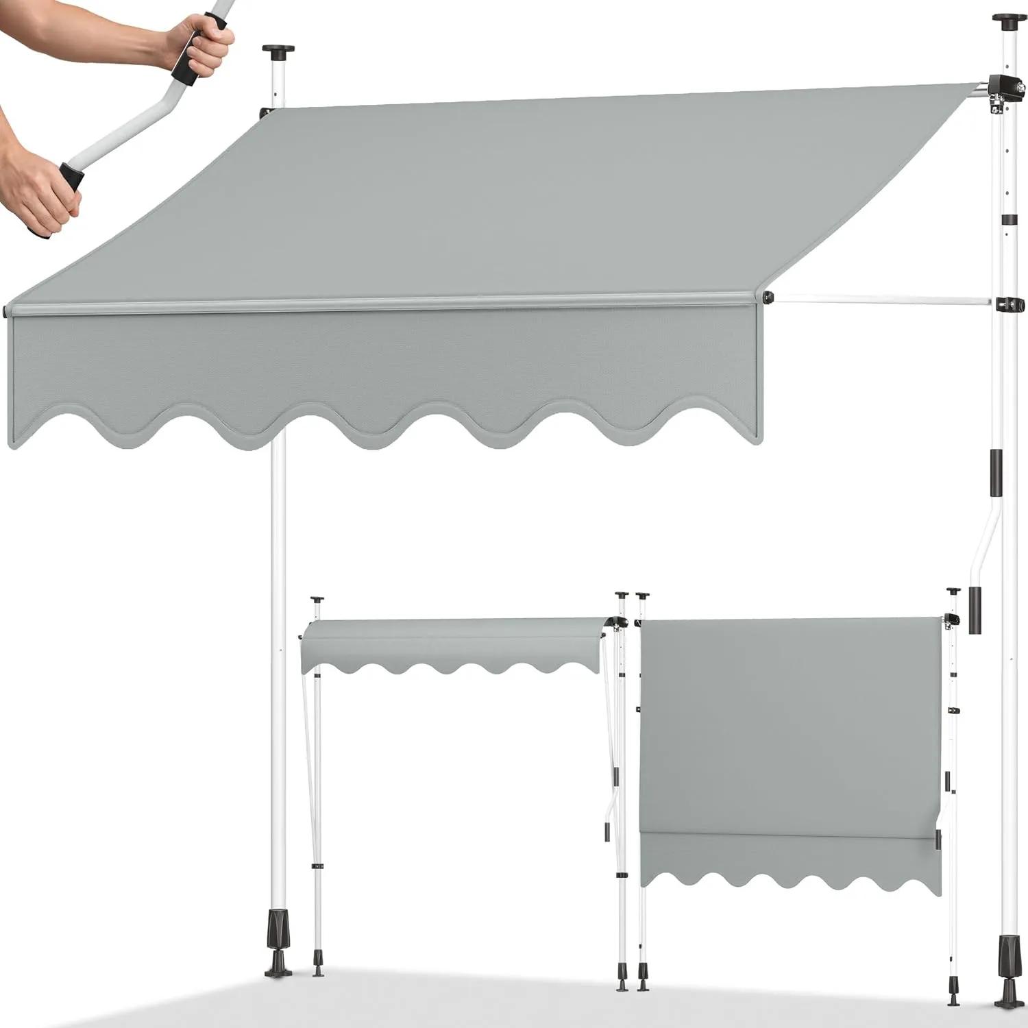 tillvex Klemmmarkise mit Handkurbel Balkon | Balkonmarkise ohne Bohren | Markise UV-beständig & höhenverstellbar | Sonn…