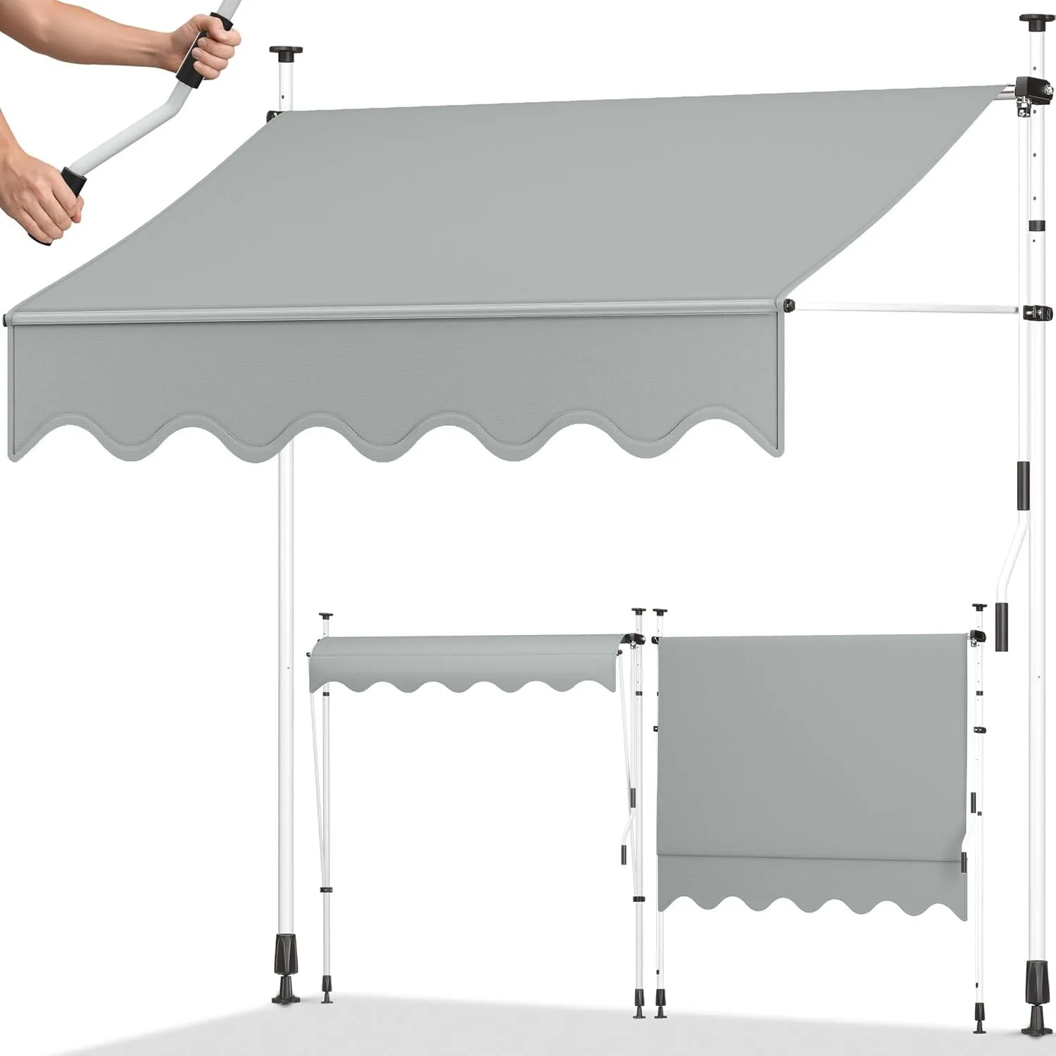 tillvex Klemmmarkise 300cm breit mit Handkurbel | Balkonmarkise ohne Bohren | Markise Balkon UV-beständig, wasserdicht …