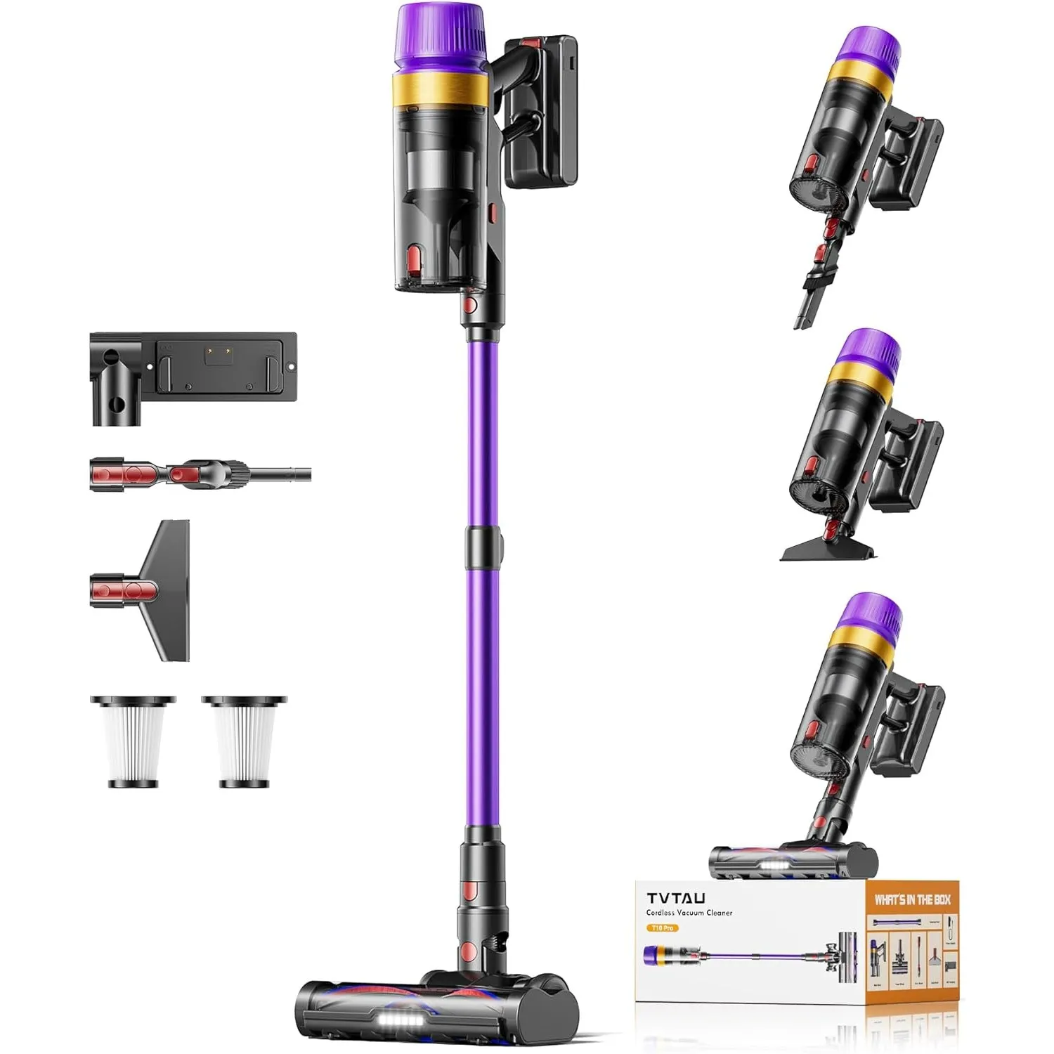 Akku Staubsauger Kabellos für Tierhaare, 1,8L mit Display, 55000Pa/620W/75Min Akkusauger, Selbststehender Stielstaubsau…