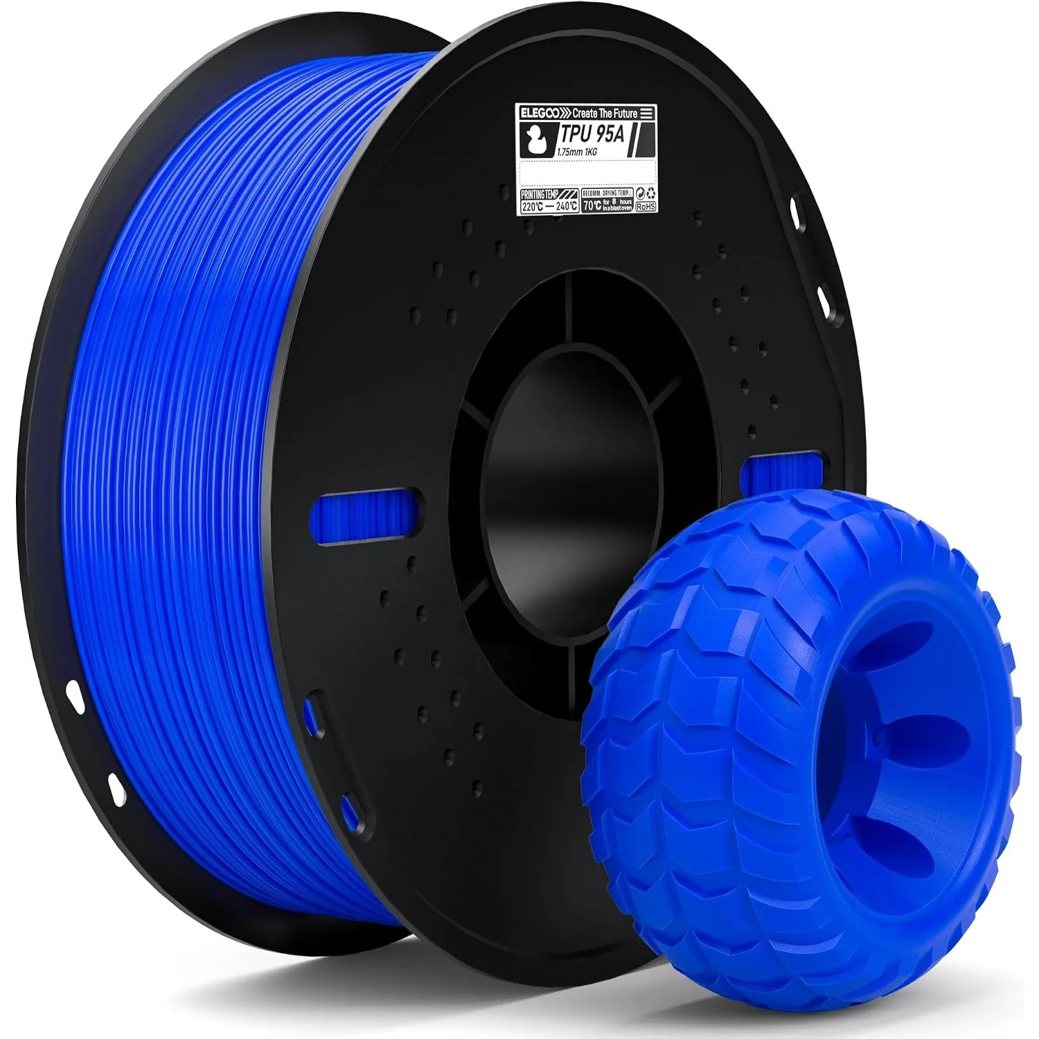 ELEGOO TPU Filament 95A 1.75mm Blau 1KG, 3D Drcuker Filament