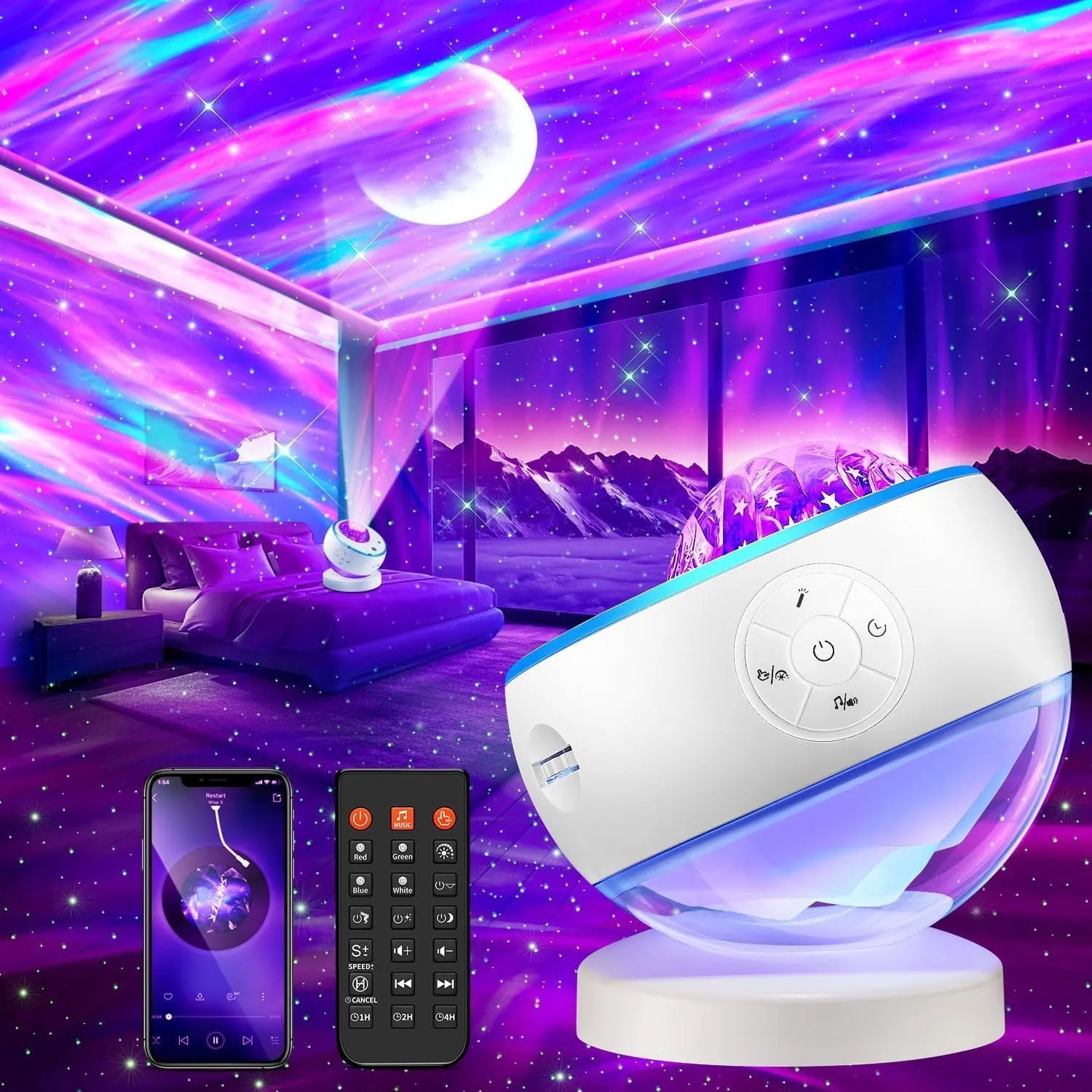 Sternenhimmel Projektor Mädchen Geschenke, 15 White Noise Galaxy Projector