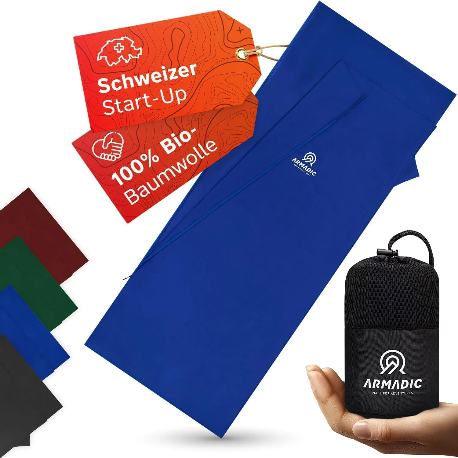 Hüttenschlafsack aus Mikrofaser oder Bio-Baumwolle (nur 230g / 370g) - Ultra leicht, klein und dünn. Reiseschlafsack, S…