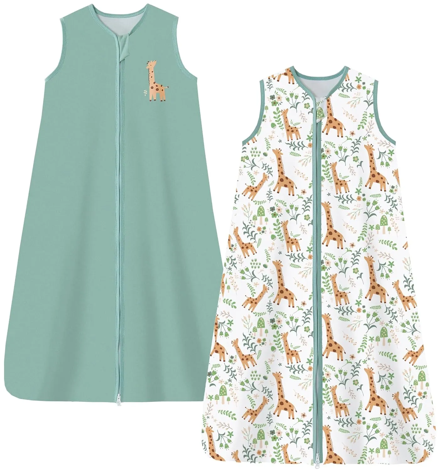 Chilsuessy Pack of 2 Summer Sleeping Bag, Baby Sleeping Bag, Small Children's Sleeveless Pyjamas for Summer and Spring,…