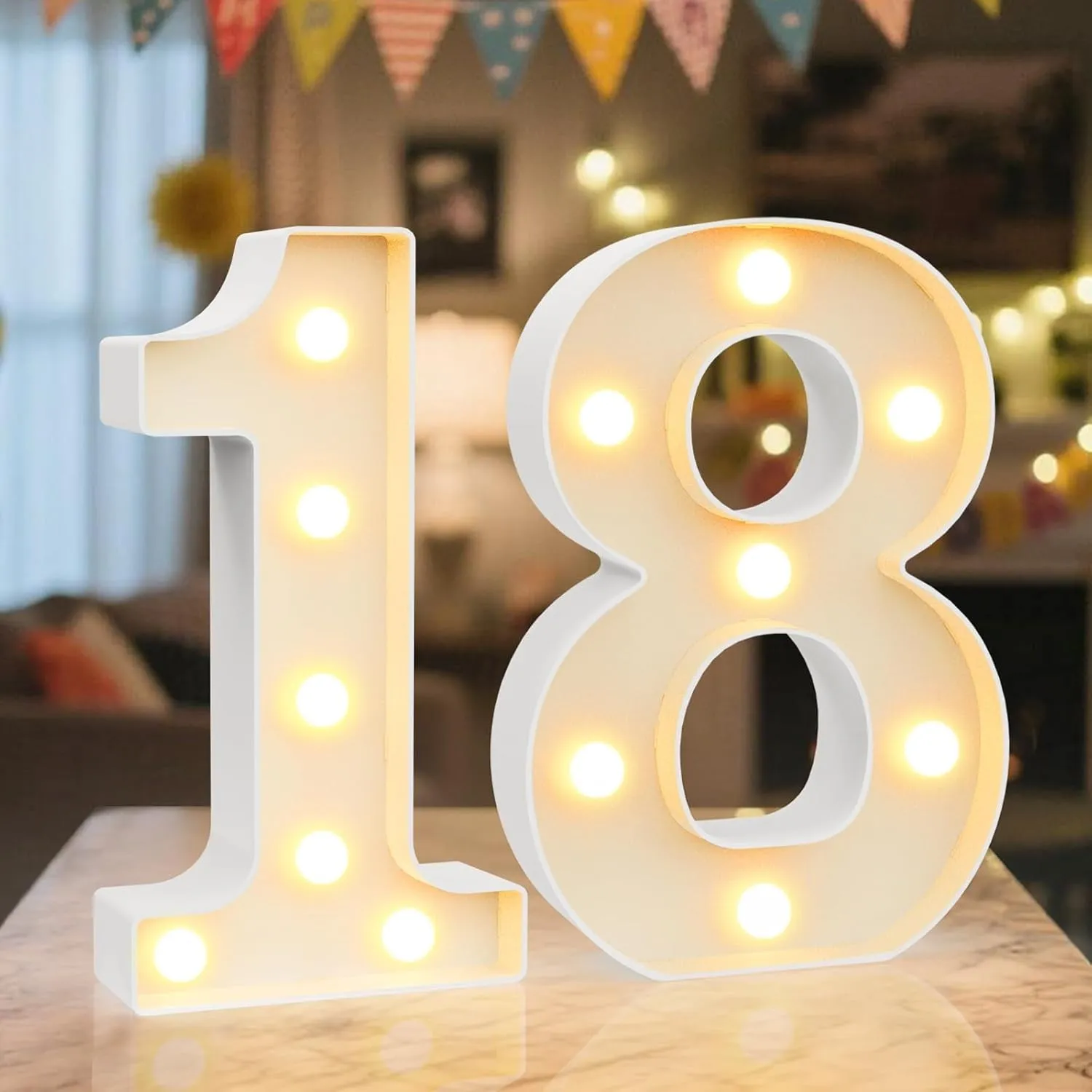 LED Zahlen Lampe Nummer Beleuchtete Ziffern 18,Warmes & Kaltes Weiß Led Leuchtzahlen für Happy Birthday Deko,Party deko…