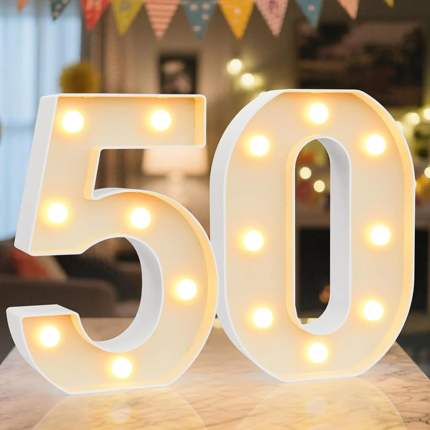 LED Zahlen Lampe Nummer Beleuchtete Ziffern 50,Warmes & Kaltes Weiß Led Leuchtzahlen für Happy Birthday Deko,Party deko…