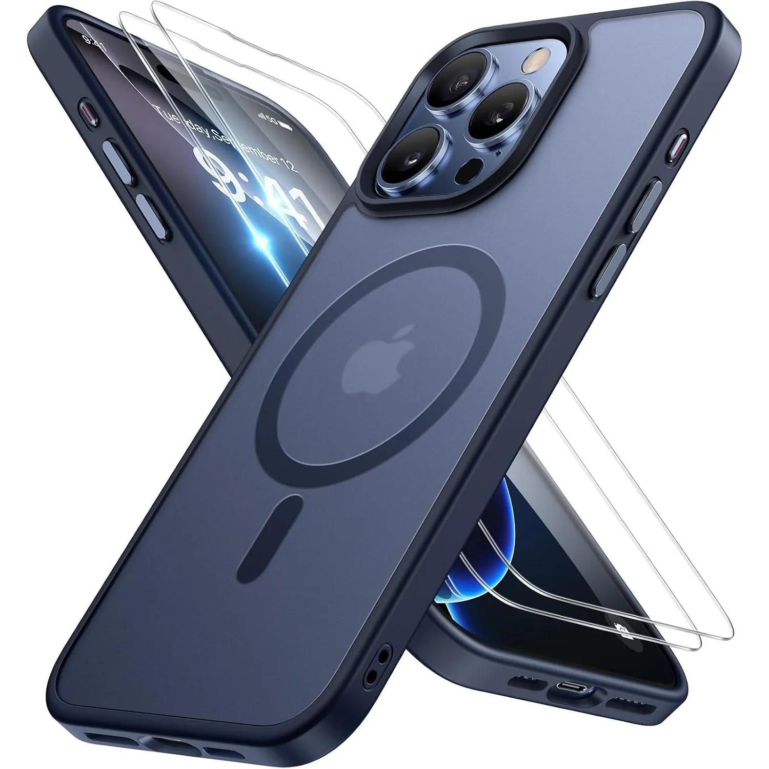 Miracase für iPhone 16 Pro Max Hülle mit Magsafe & 9H+ Panzerglas, Blau