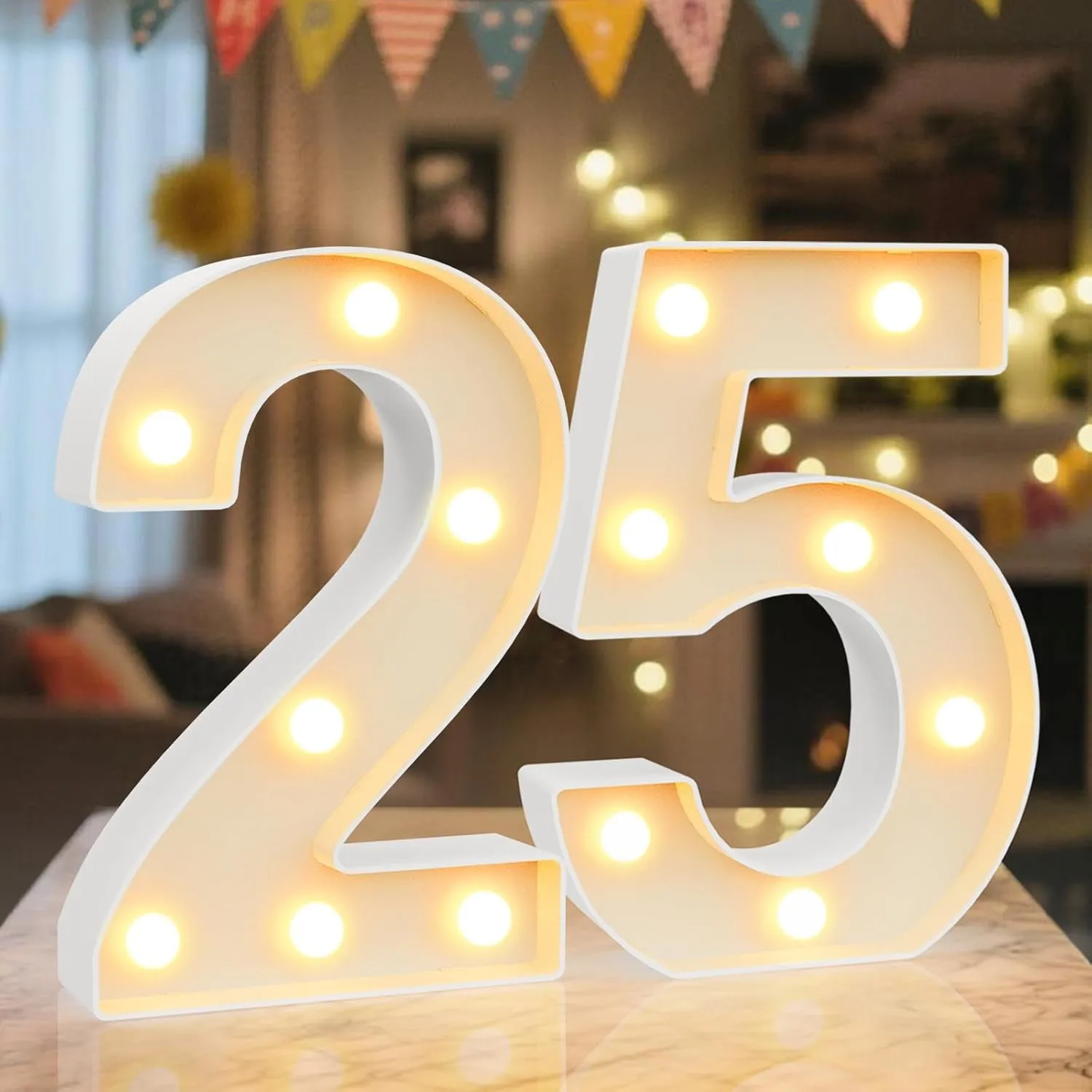 LED Zahlen Lampe Nummer Beleuchtete Ziffern 25,Warmes & Kaltes Weiß Led Leuchtzahlen für Happy Birthday Deko,Party deko…