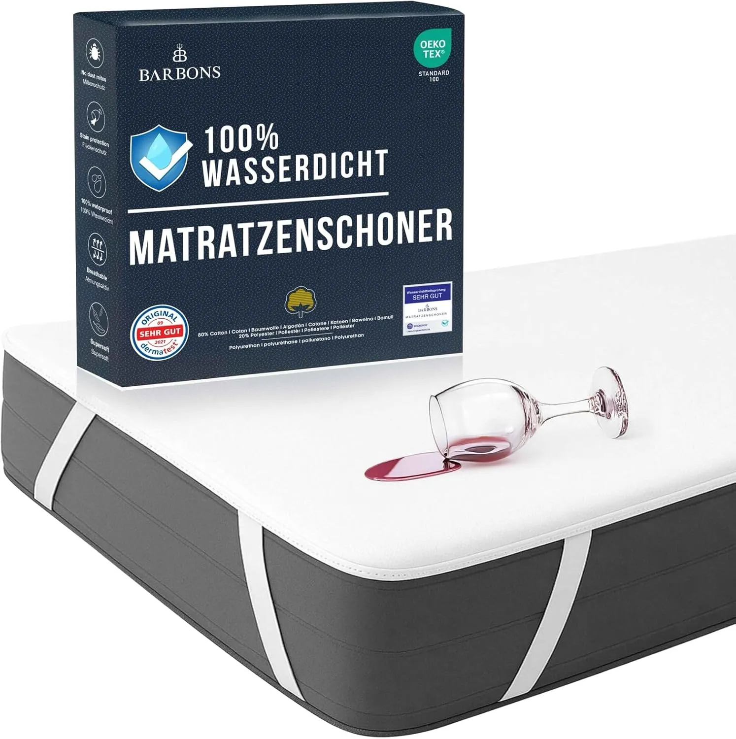 BARBONS Matratzenschoner 120x200 2er - Oeko-TEX Zertifiziert wasserdichte Matratzenauflage Inkontinenzunterlage waschba…