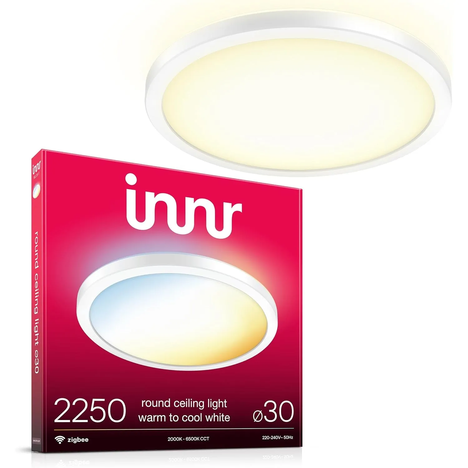 innr Smart Deckenlampe 30cm, für Hue* & Zigbee Hubs, Warmweiß bis Kühlweiß | Deckenleuchte für Wohnzimmer, Schlafzimmer…